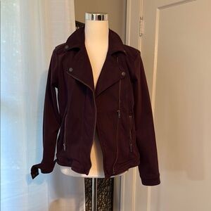 Liverpool Moto Jacket with Asymmetrical Zipper and Wide Collar